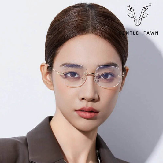 Good Eyeglasses for Round Face | Fashionable Frameless Glasses for Heart-Shaped Face | Anti-Blue Women's Plain Frame