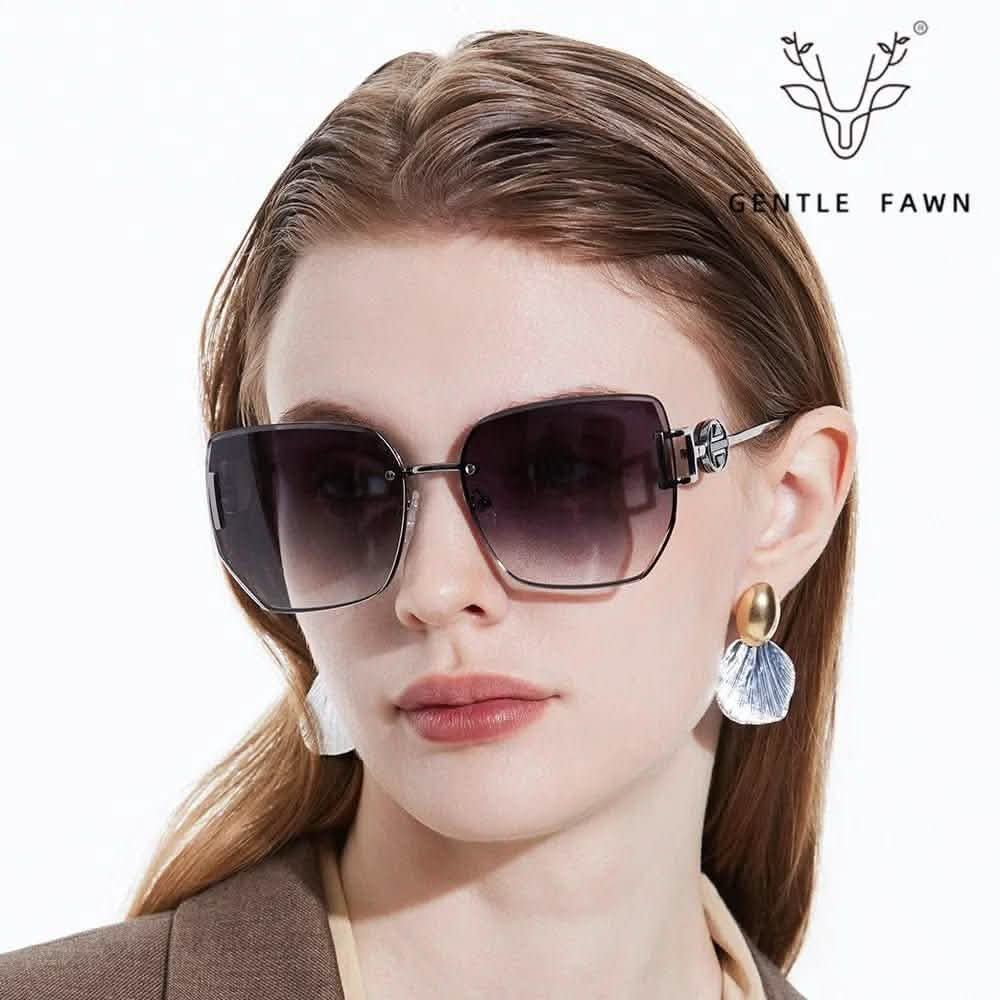 Rimless Sunglasses Designer | Chic Gradual Tint UV-Proof Shades for Stylish Women