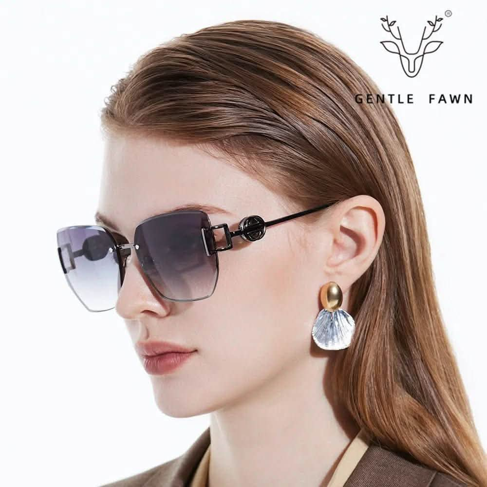 Rimless Sunglasses Designer | Chic Gradual Tint UV-Proof Shades for Stylish Women