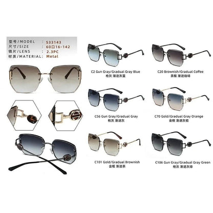 Rimless Sunglasses Designer | Chic Gradual Tint UV-Proof Shades for Stylish Women