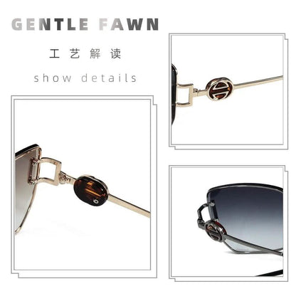 Rimless Sunglasses Designer | Chic Gradual Tint UV-Proof Shades for Stylish Women