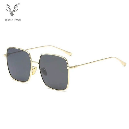 Women's Rectangle Sunglasses | Large Frame Metal Polarized | European & American Fashion