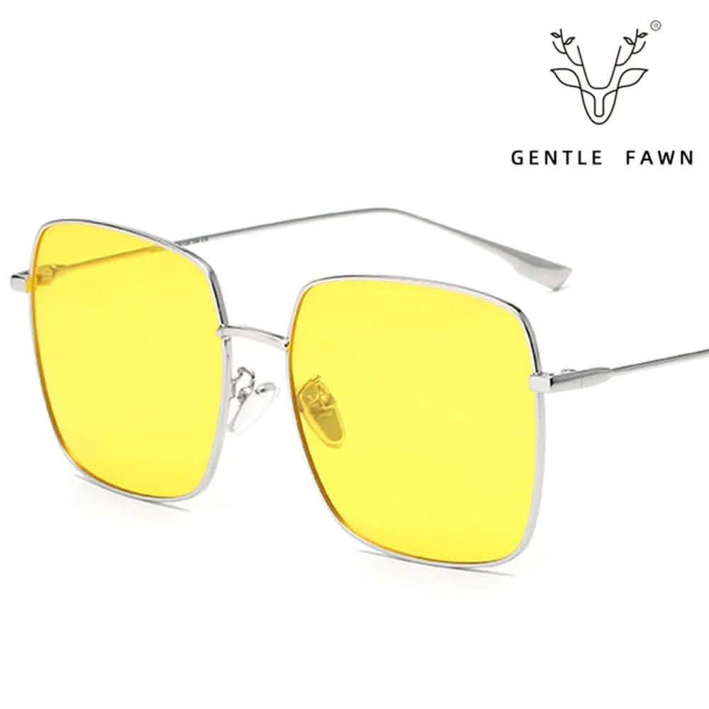 Women's Rectangle Sunglasses | Large Frame Metal Polarized | European & American Fashion