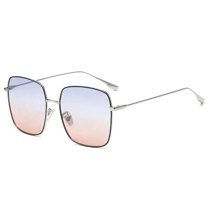 Women's Rectangle Sunglasses | Large Frame Metal Polarized | European & American Fashion