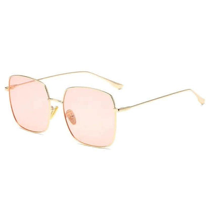 Women's Rectangle Sunglasses | Large Frame Metal Polarized | European & American Fashion