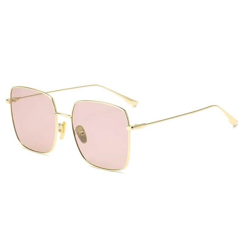 Women's Rectangle Sunglasses | Large Frame Metal Polarized | European & American Fashion