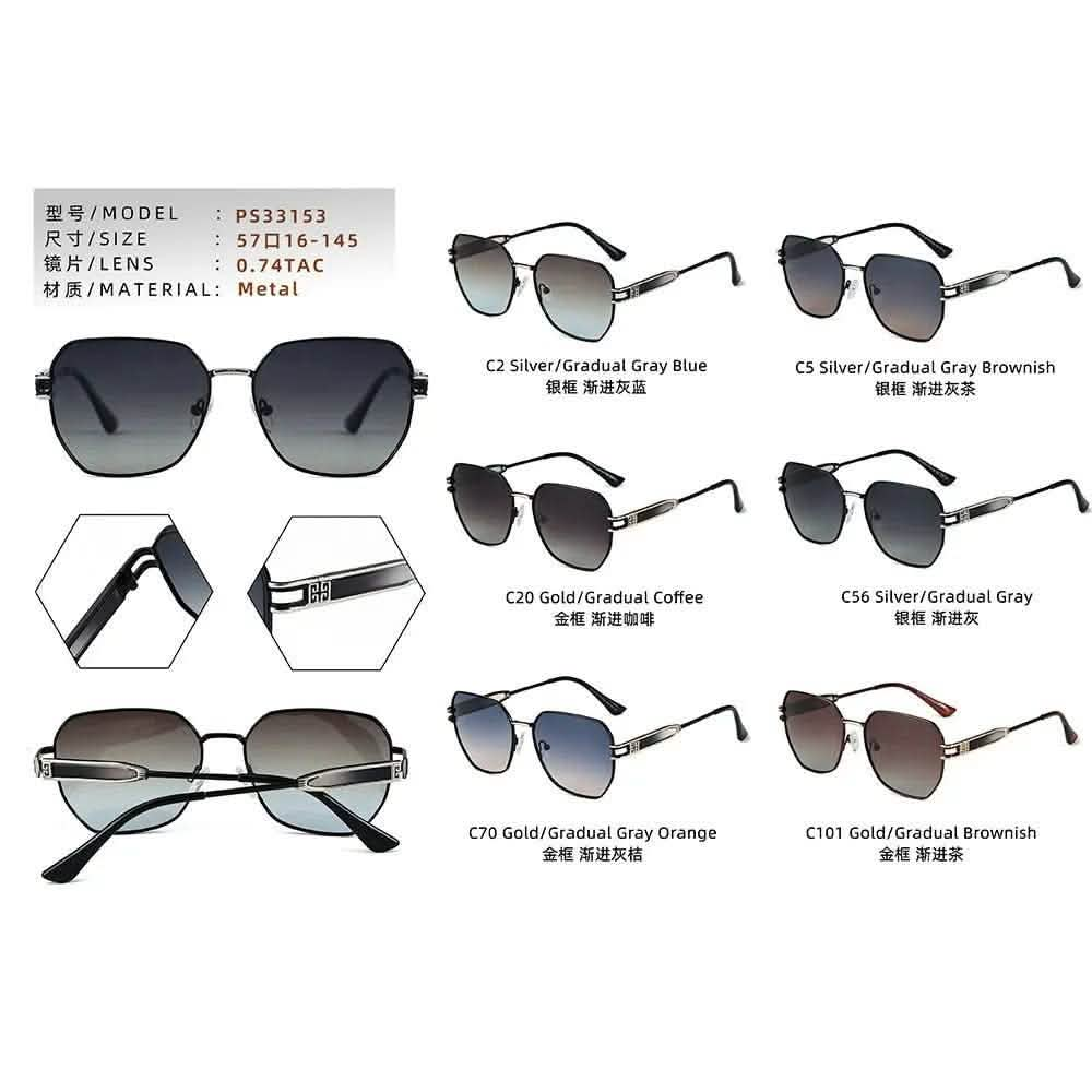 Oversized Frames | Rectangular Polarized Sunglasses | Fashion Metal UV Protection Shades for Travel & Street Style