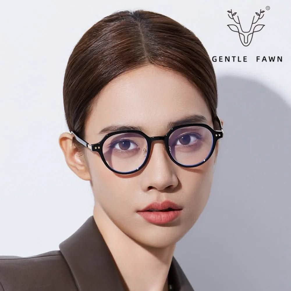 Round Glasses for Women | New Retro Polygonal Anti-Blue Light Flat Glasses Frame | Women's Trendy TR Frame with Myopia Match