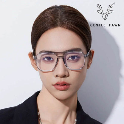 Oversized Glasses | Women's UV Protection | New Square Double Beam Large Frame | Anti-Blue Light Flat Glasses