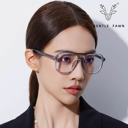 Oversized Glasses | Women's UV Protection | New Square Double Beam Large Frame | Anti-Blue Light Flat Glasses