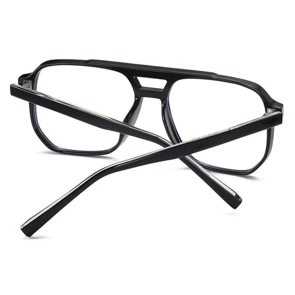 Oversized Glasses | Women's UV Protection | New Square Double Beam Large Frame | Anti-Blue Light Flat Glasses